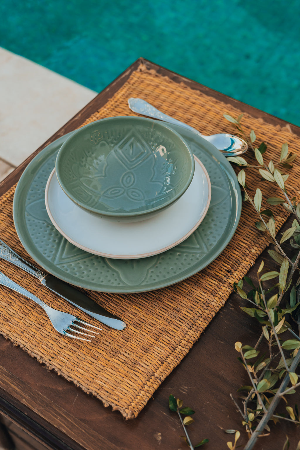 SERVICE POUR 2 | SILLAGE VERT BLEU PASTEL