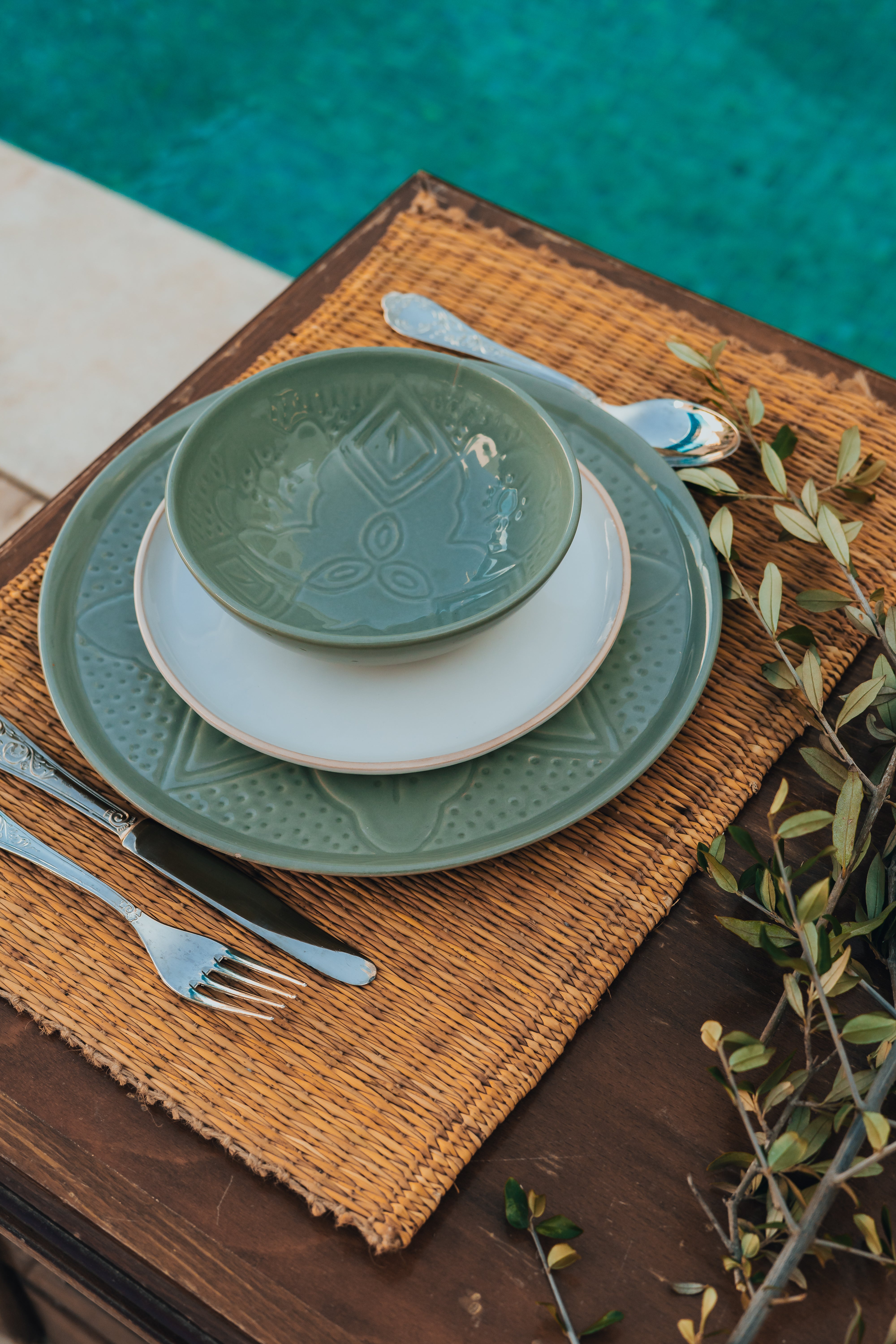 SERVICE POUR 4 | SILLAGE VERT BLEU PASTEL