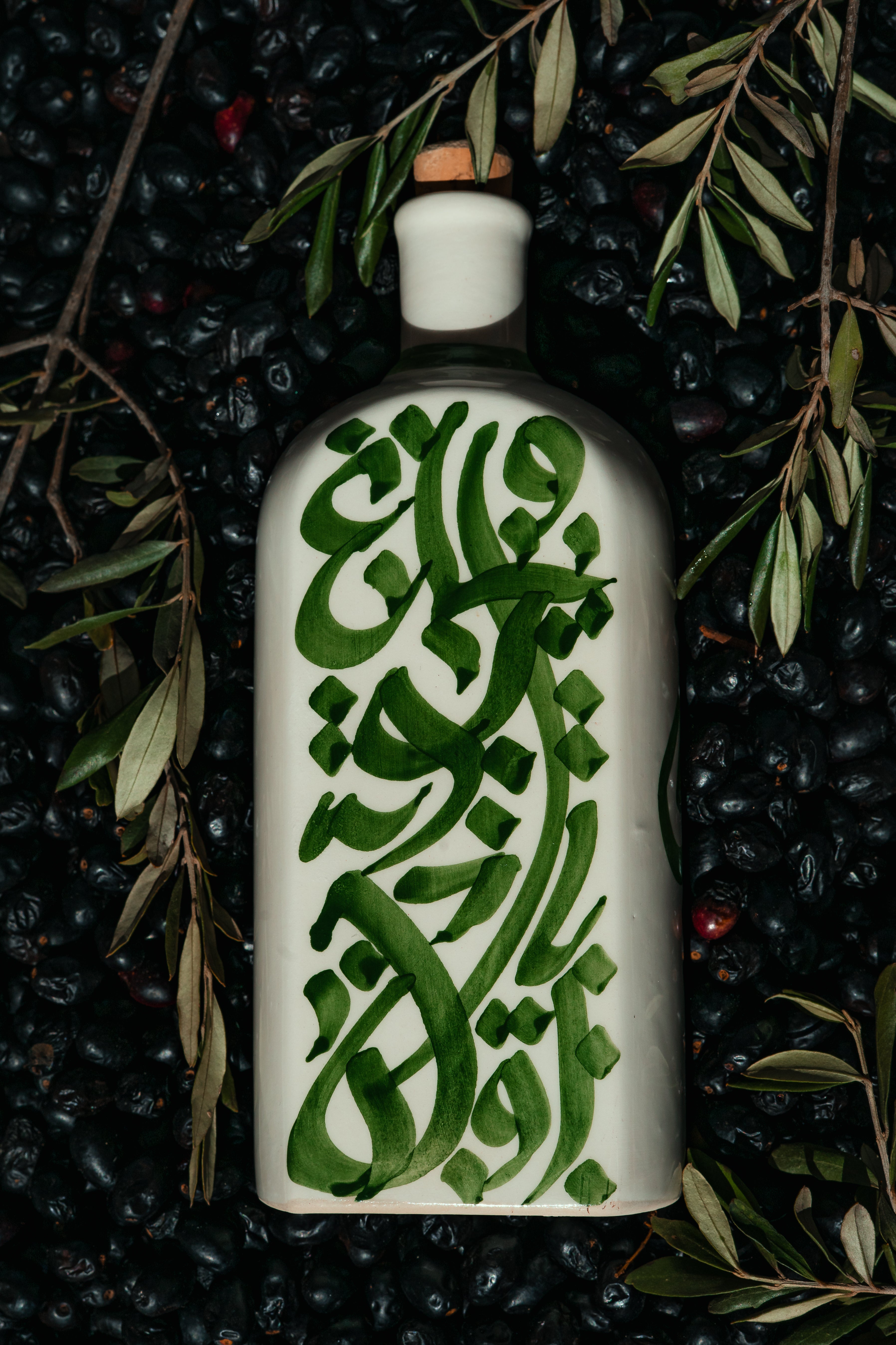 BOUTEILLE D'HUILE | CALLIGRAPHIE VERTE