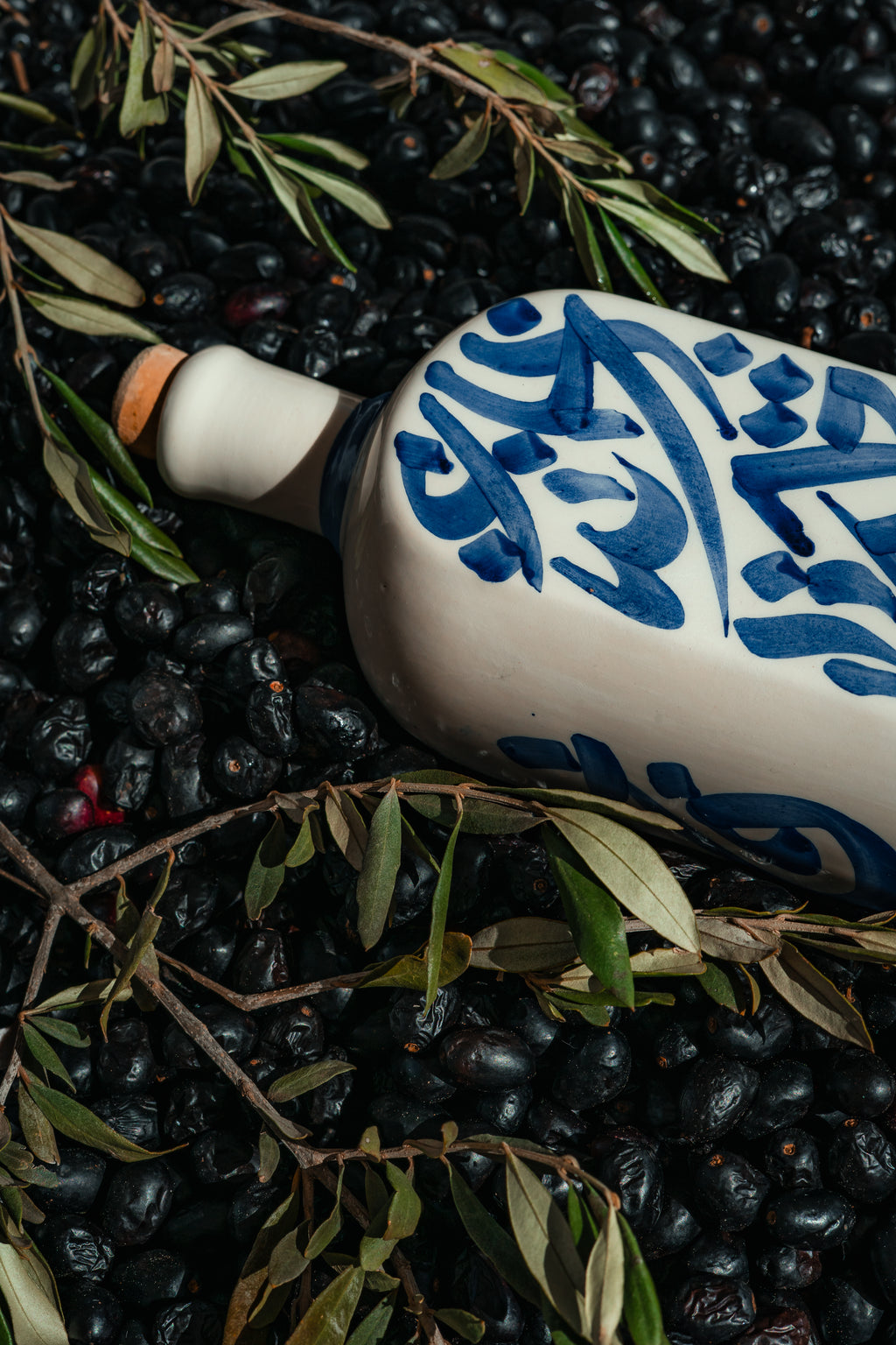 BOUTEILLE D'HUILE | CALLIGRAPHIE BLEUE