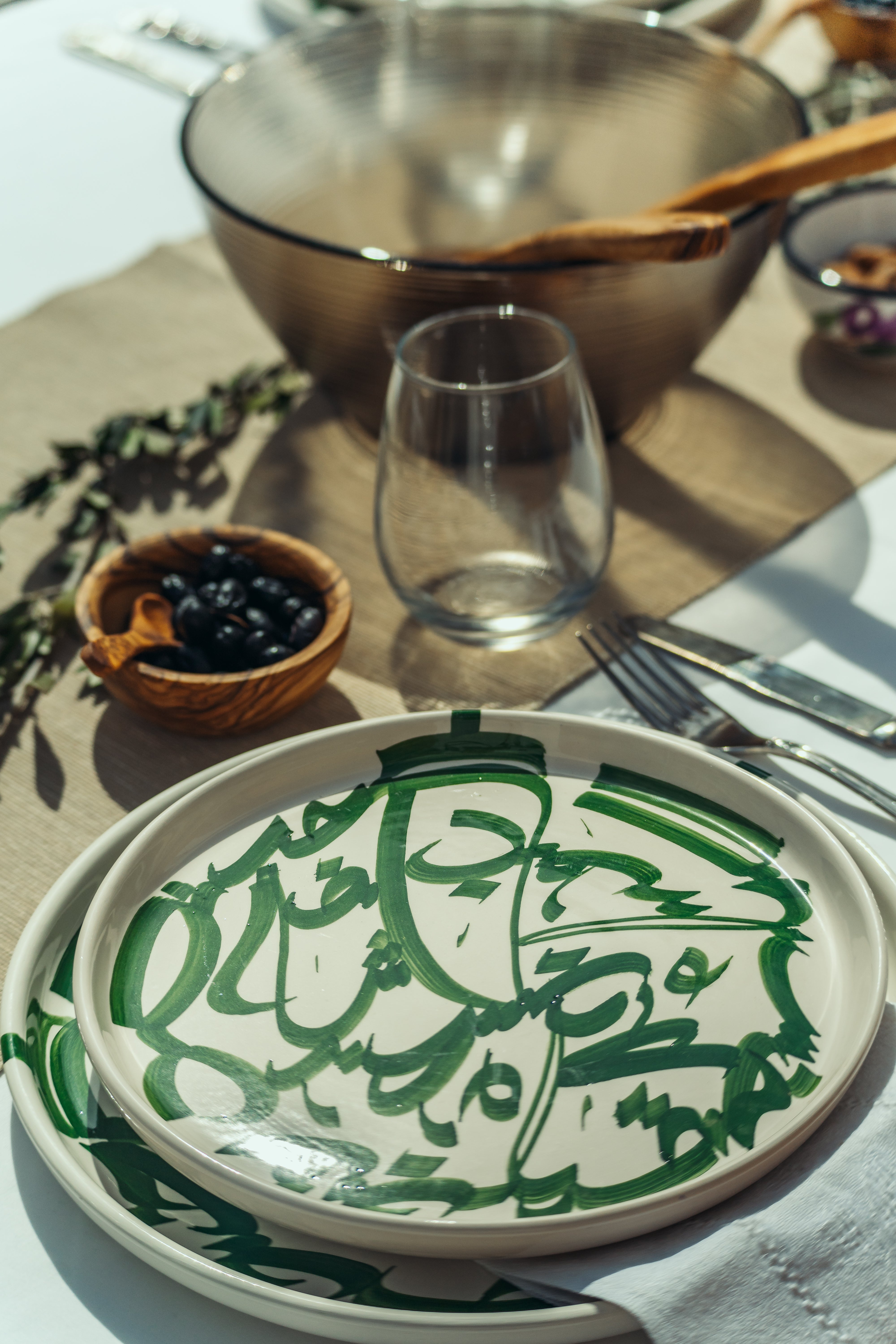 SERVICE POUR 4 | CALLIGRAPHIE VERT